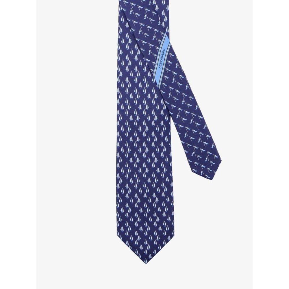 Ferragamo Men Catamarano Silk Tie With Nautica Print - Picture 2 of 2